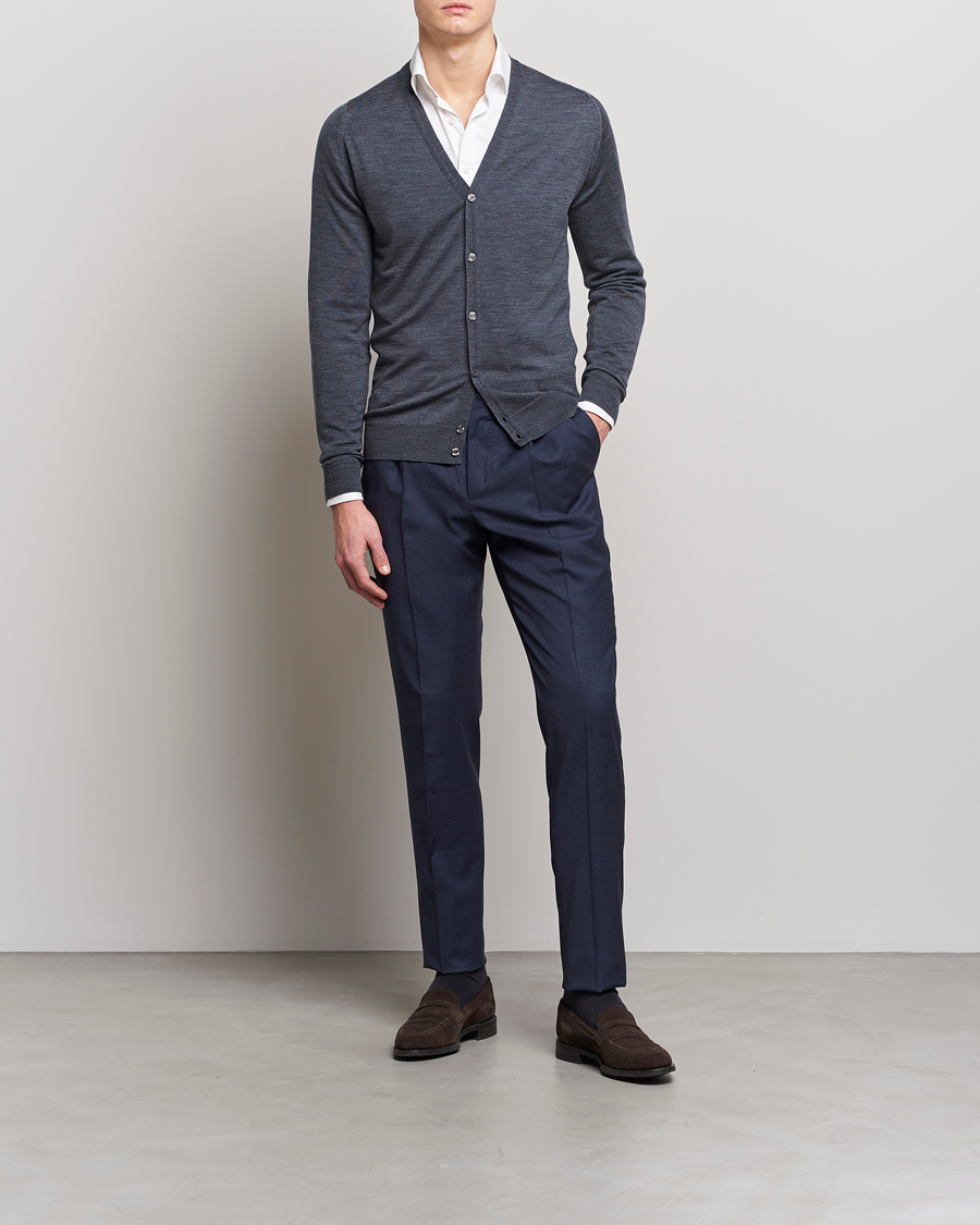 Homme | Pulls Et Tricots | John Smedley | Petworth Extra Fine Merino Cardigan Charcoal