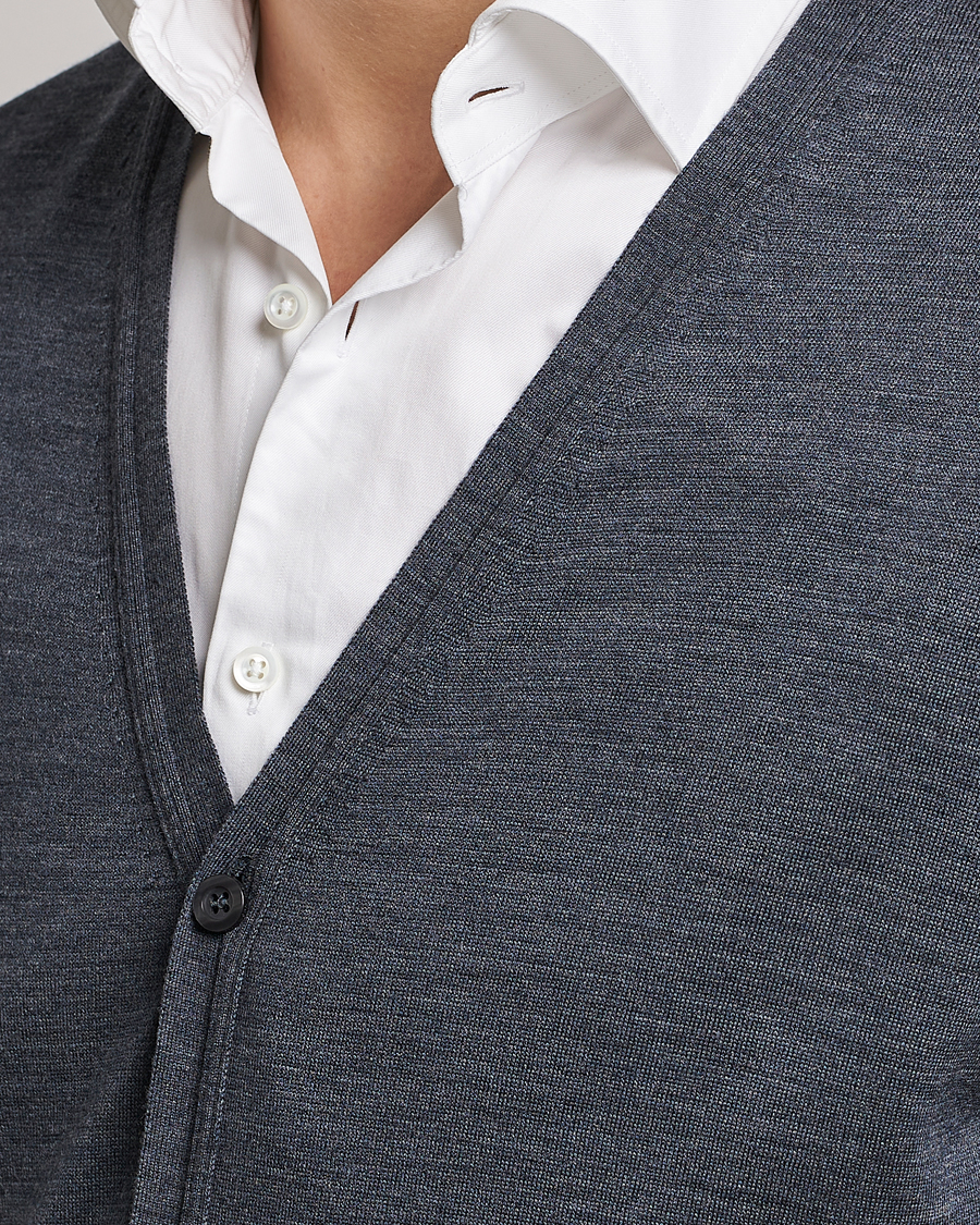Homme | Pulls Et Tricots | John Smedley | Petworth Extra Fine Merino Cardigan Charcoal