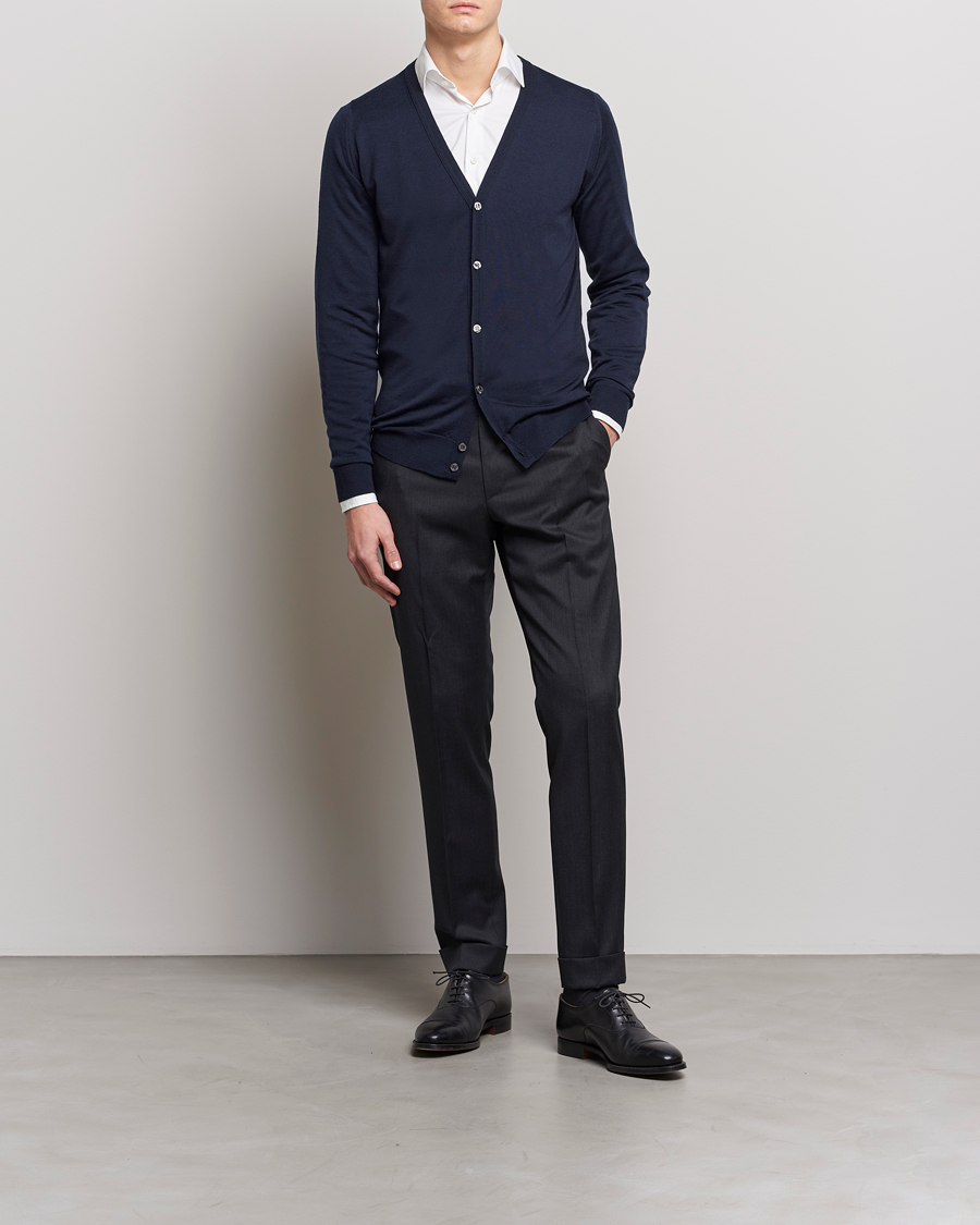 Homme | Pulls Et Tricots | John Smedley | Petworth Extra Fine Merino Cardigan Midnight