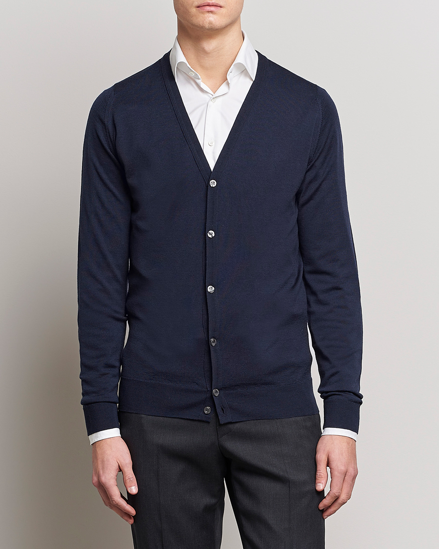 Homme | Pulls Et Tricots | John Smedley | Petworth Extra Fine Merino Cardigan Midnight
