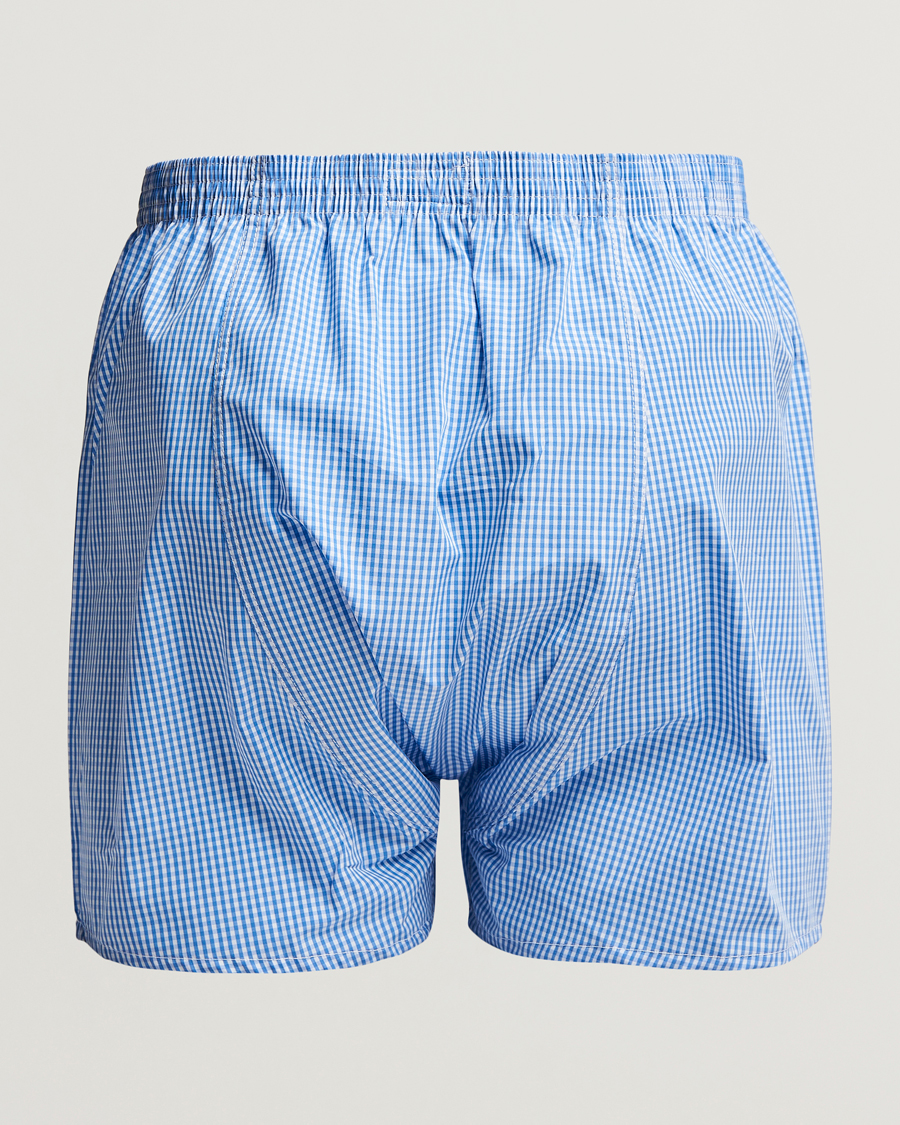 Homme |  | Derek Rose | Classic Fit Cotton Boxer Shorts Blue Gingham