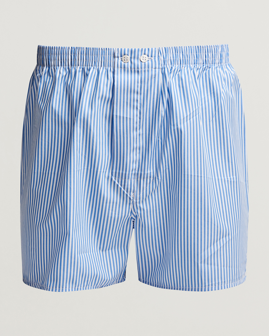 Homme | Sous-Vêtements Et Chaussettes | Derek Rose | Classic Fit Cotton Boxer Shorts Blue Stripe