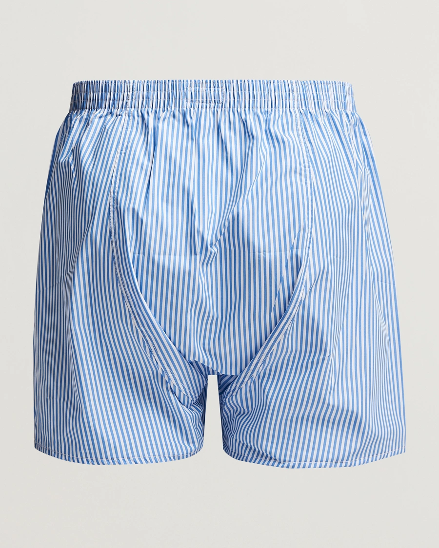 Homme | Loungewear | Derek Rose | Classic Fit Cotton Boxer Shorts Blue Stripe