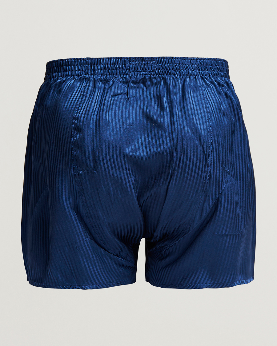 Homme |  | Derek Rose | Classic Fit Silk Boxer Shorts Navy