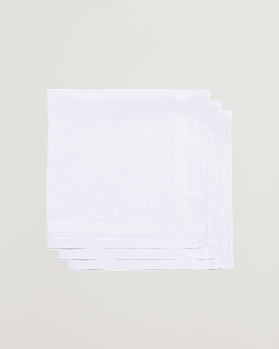 Homme | Pochettes De Costume | Amanda Christensen | 3-Pack Cotton Pocket Square White
