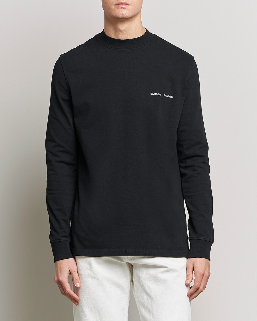 Homme | T-Shirts Noirs | Samsøe Samsøe | Norsbro Long Sleeve Organic Cotton Tee Black