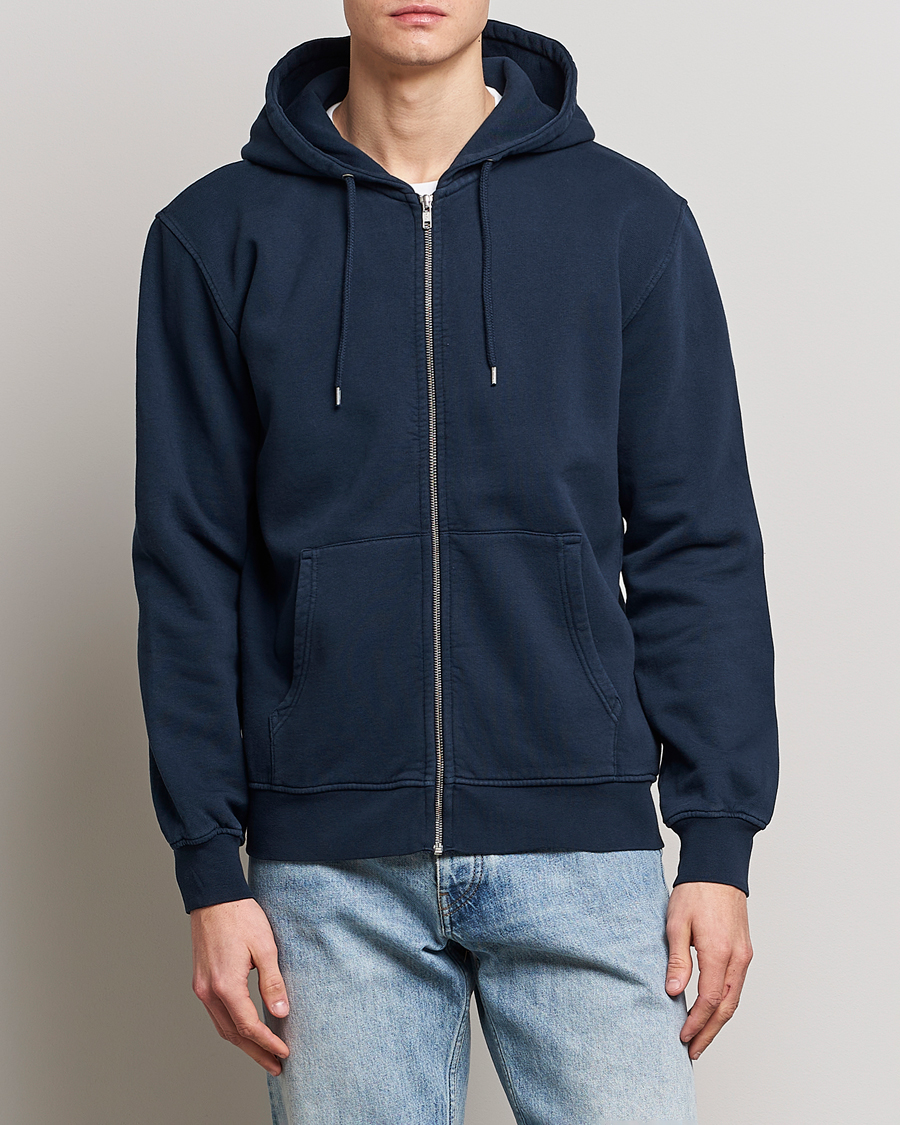 Men | Hooded Sweatshirts | Colorful Standard | Classic Organic Full Zip Hood Navy Blue