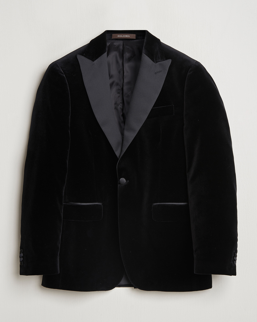 Homme | Blazers | Oscar Jacobson | Frampton Velvet Tuxedo Blazer Black