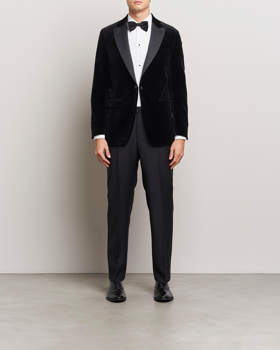 Homme | Blazers | Oscar Jacobson | Frampton Velvet Tuxedo Blazer Black