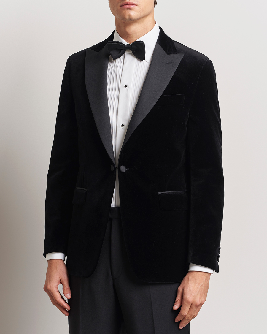 Homme | Blazers | Oscar Jacobson | Frampton Velvet Tuxedo Blazer Black