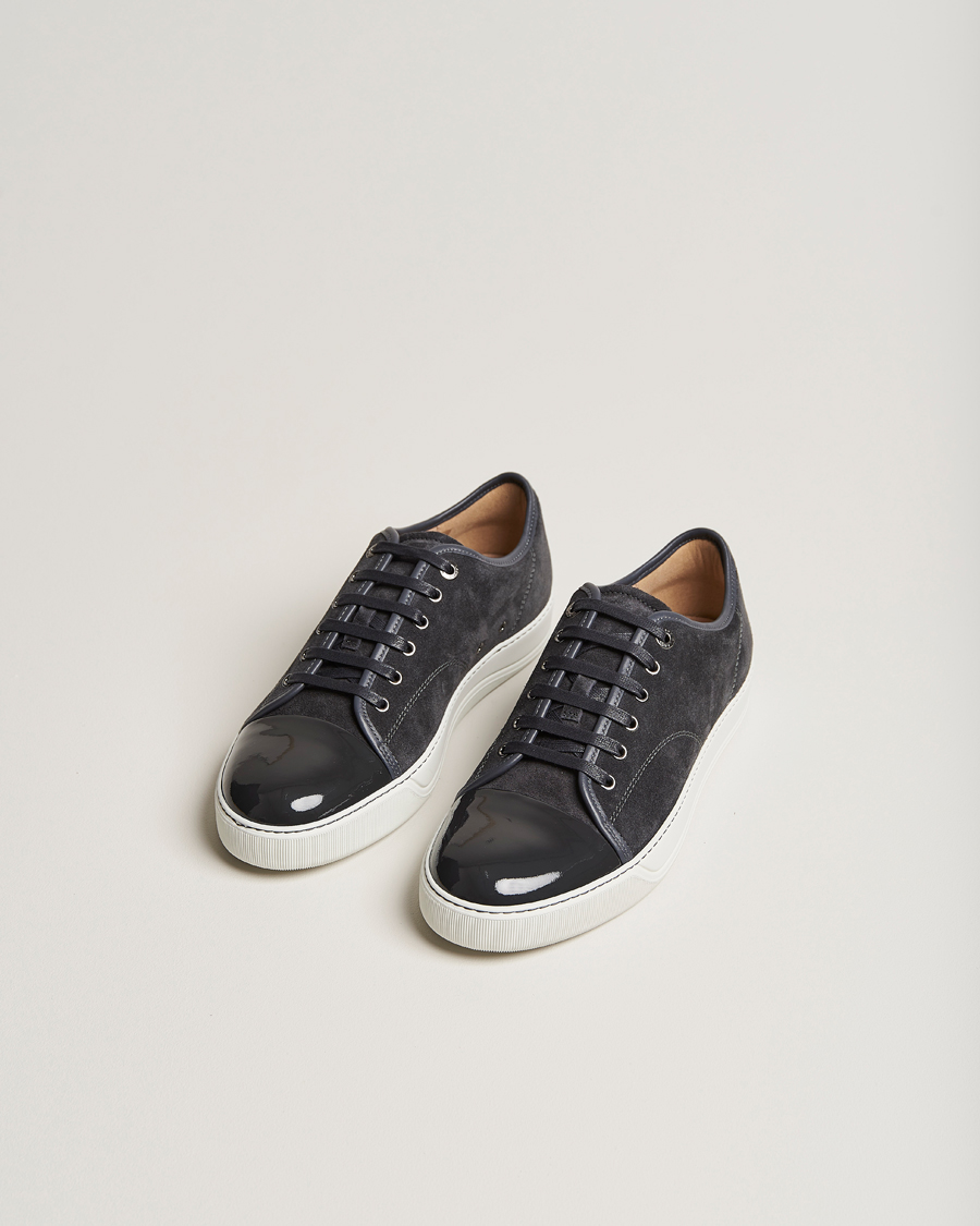 Men |  | Lanvin | Patent Cap Toe Sneaker Dark Grey