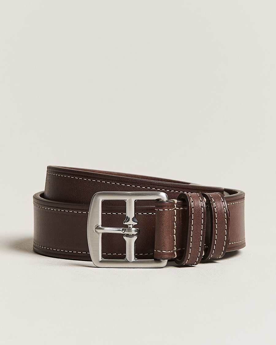 Homme | Ceintures | Anderson's | Bridle Stiched 3,5 cm Leather Belt Brown