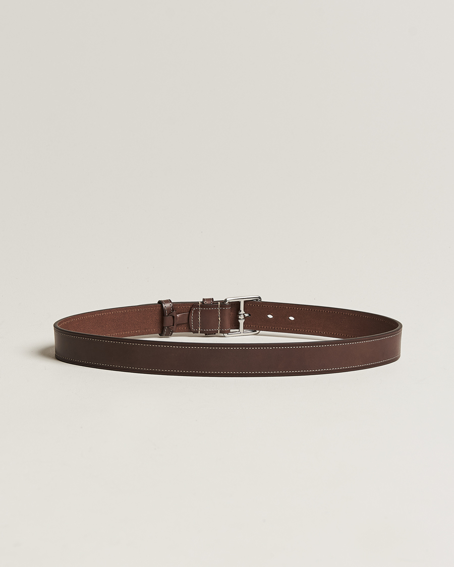 Homme | Ceintures | Anderson's | Bridle Stiched 3,5 cm Leather Belt Brown