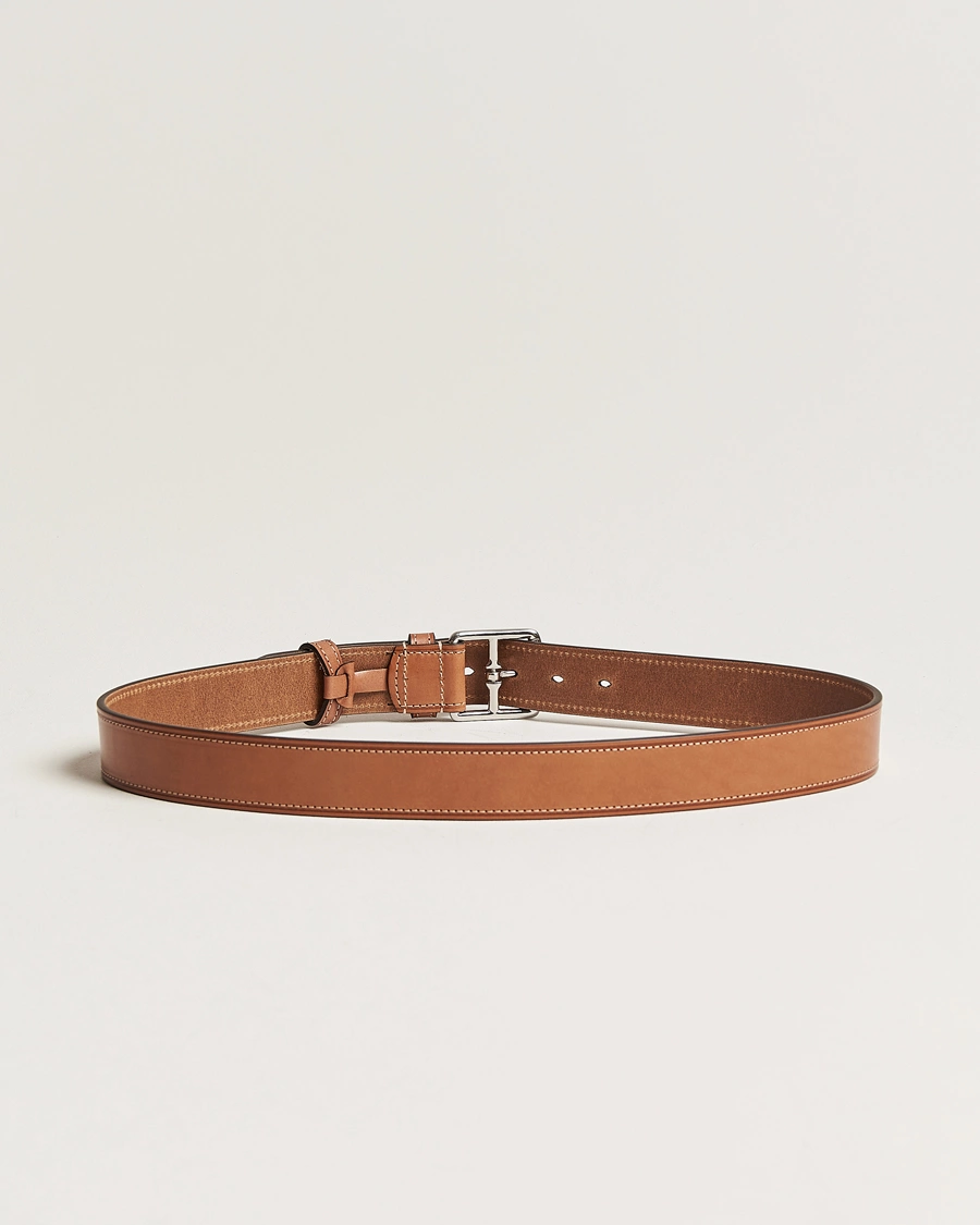 Homme | Anderson's | Anderson's | Bridle Stiched 3,5 cm Leather Belt Tan