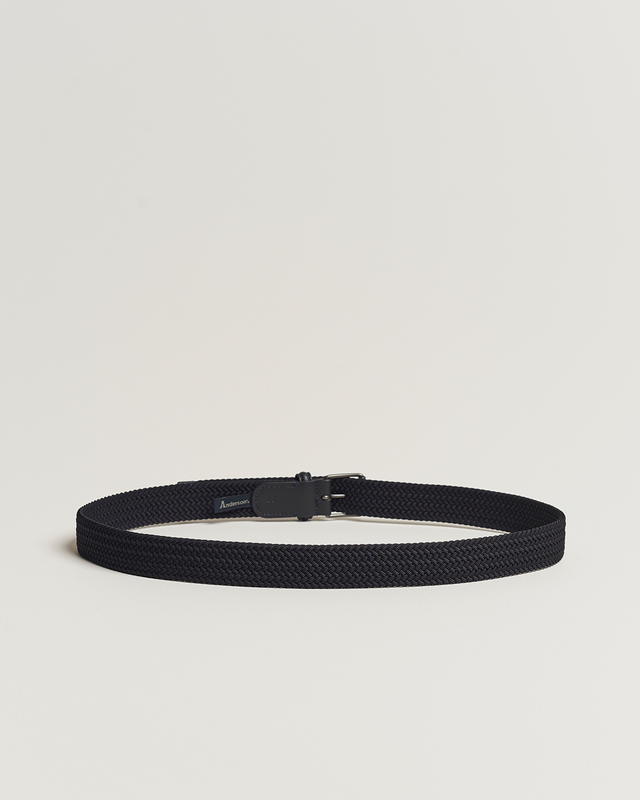 Homme | Business & Beyond | Anderson\'s | Elastic Woven 3 cm Belt Navy