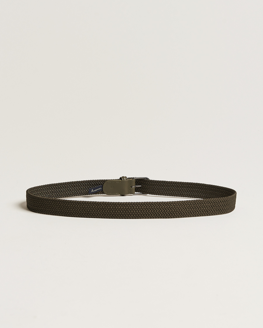 Homme | Ceintures | Anderson's | Elastic Woven 3 cm Belt Military Green