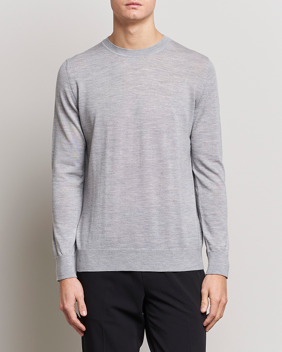 Homme | Pulls Et Tricots | Samsøe Samsøe | Flemming Superfine Merino Wool Crew Neck Grey Melange