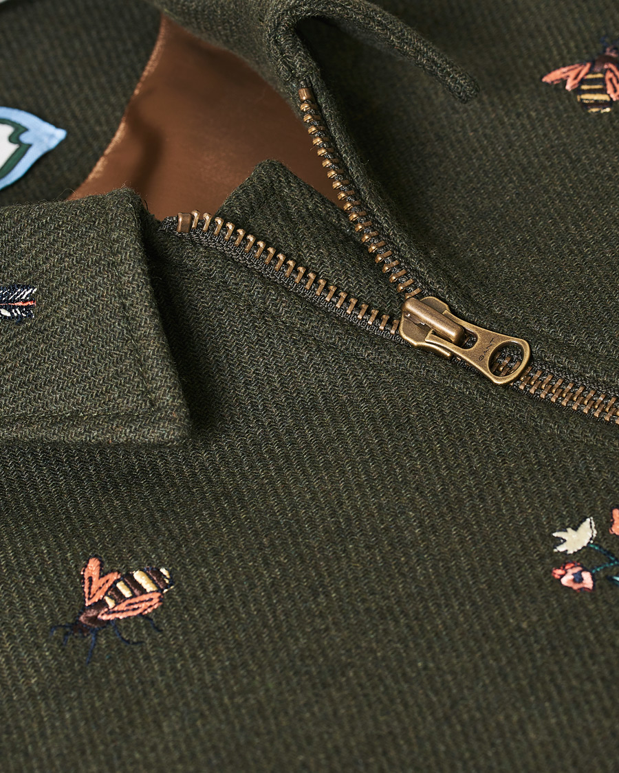 Homme | Manteaux Et Vestes | GANT | Luke Edward Hall Emrodery Zip Jacket Tartan Green