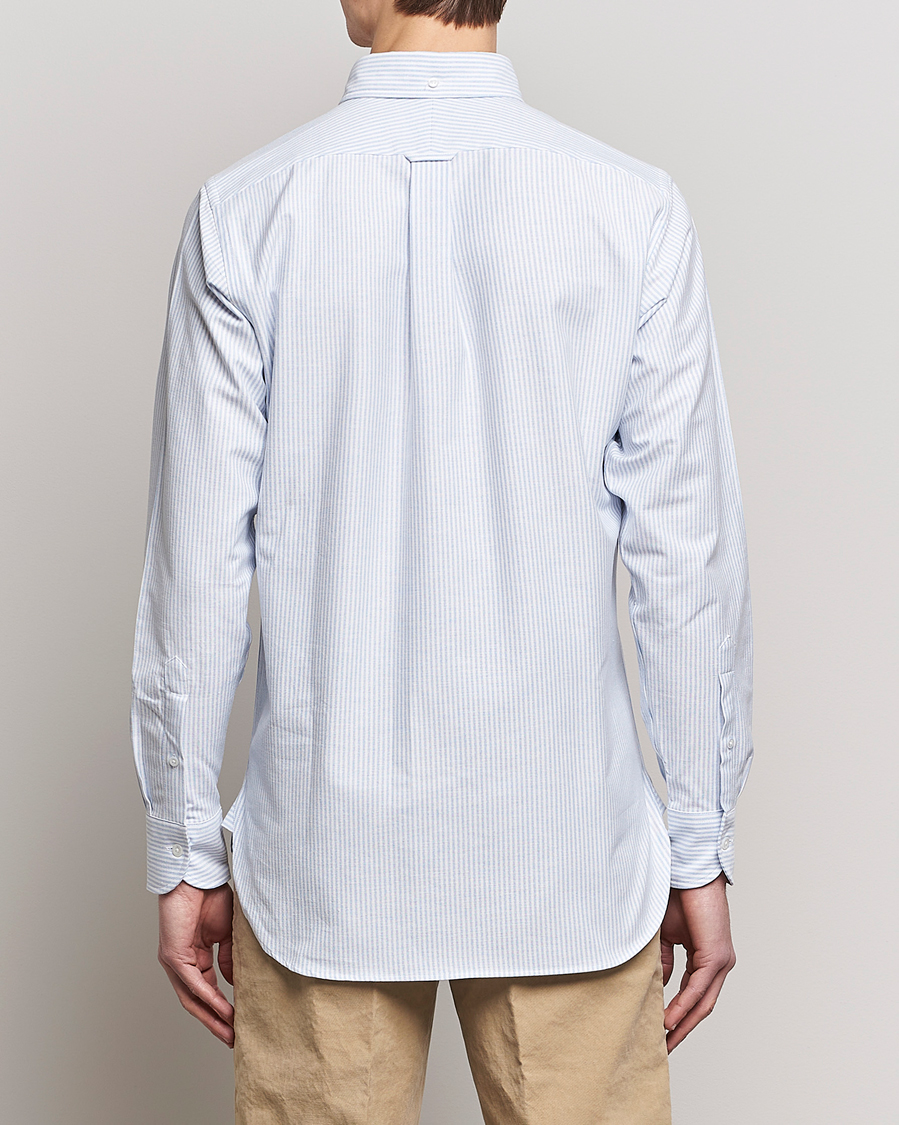 Homme | Chemises | Drake's | Striped Button Down Oxford Shirt Blue
