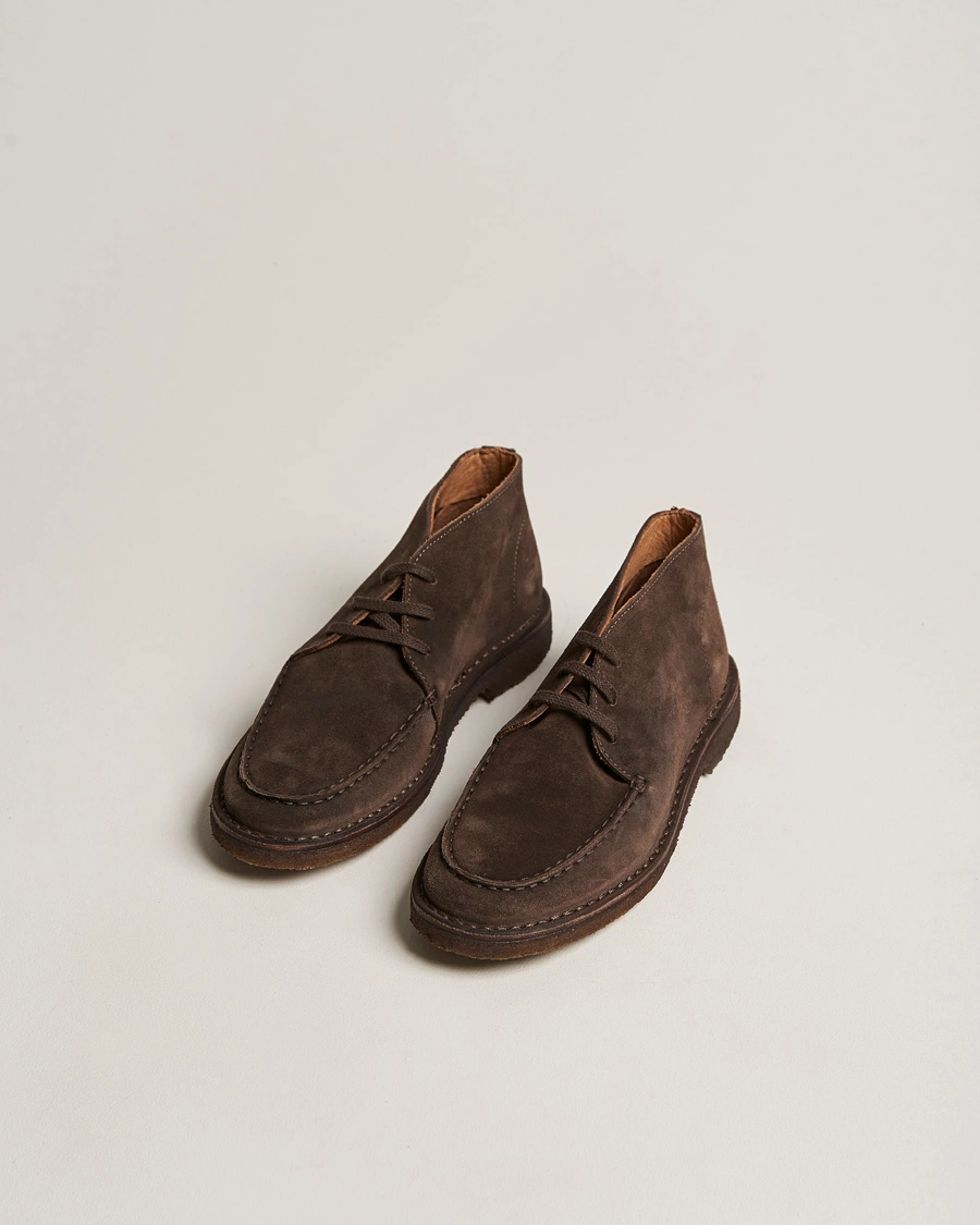 Homme | Preppy Authentic | Drake's | Crosby Moc-Toe Suede Chukka Boots Dark Brown