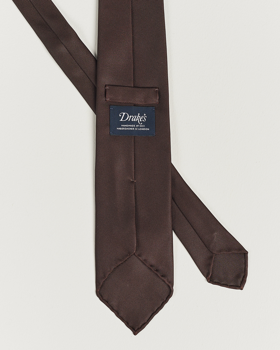 Homme | Drake's Handrolled Woven Silk 8 cm Tie Brown | Drake's | Handrolled Woven Silk 8 cm Tie Brown