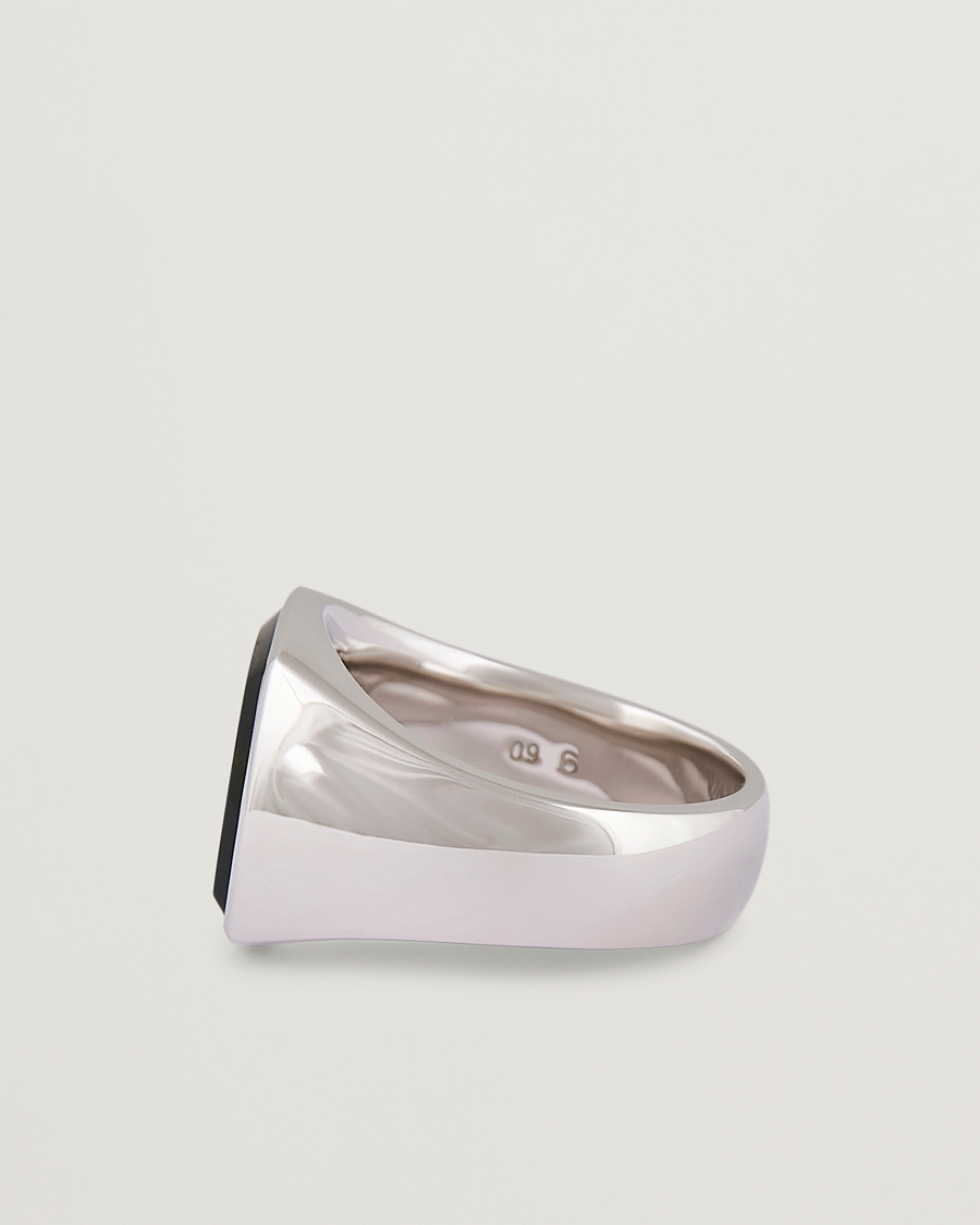Homme | Bijoux | Tom Wood | Cushion Blue Hawk Eye Ring Silver