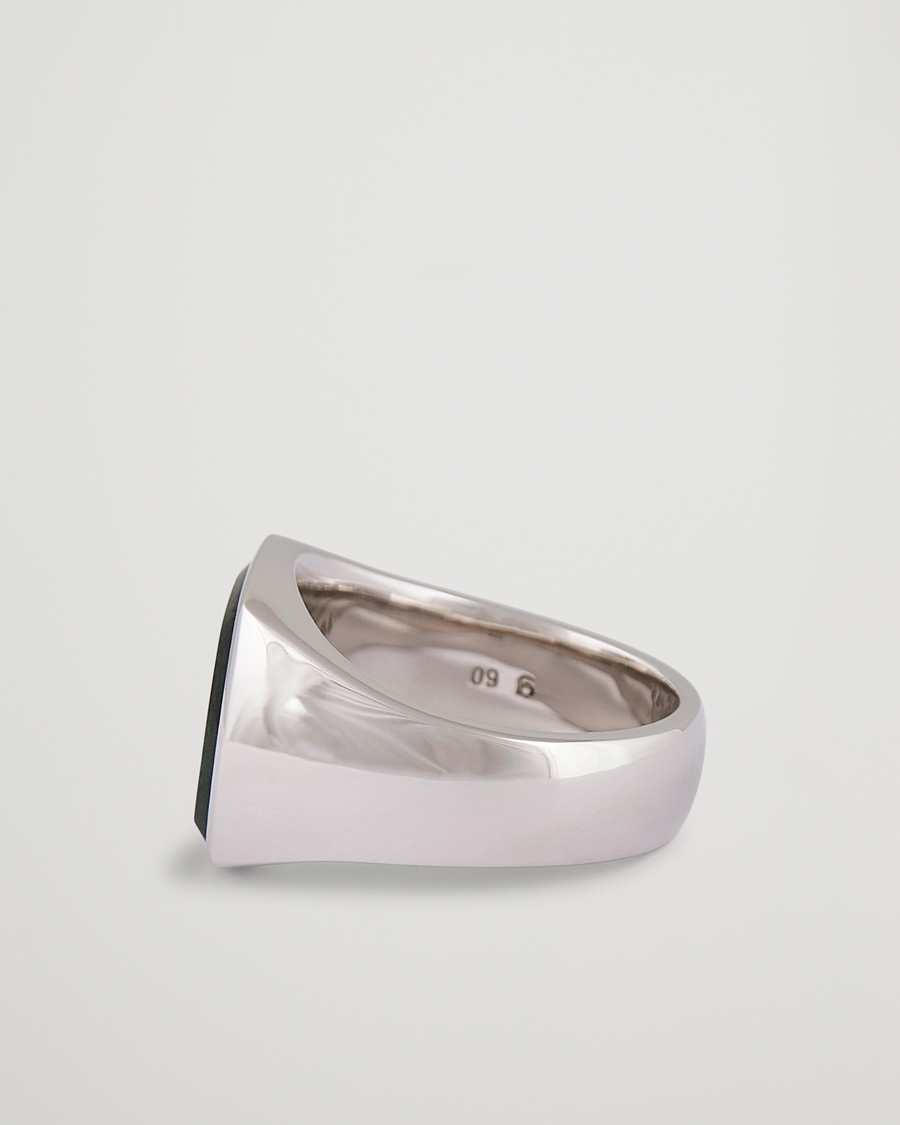 Homme | Bijoux | Tom Wood | Cushion Green Marble Ring Silver