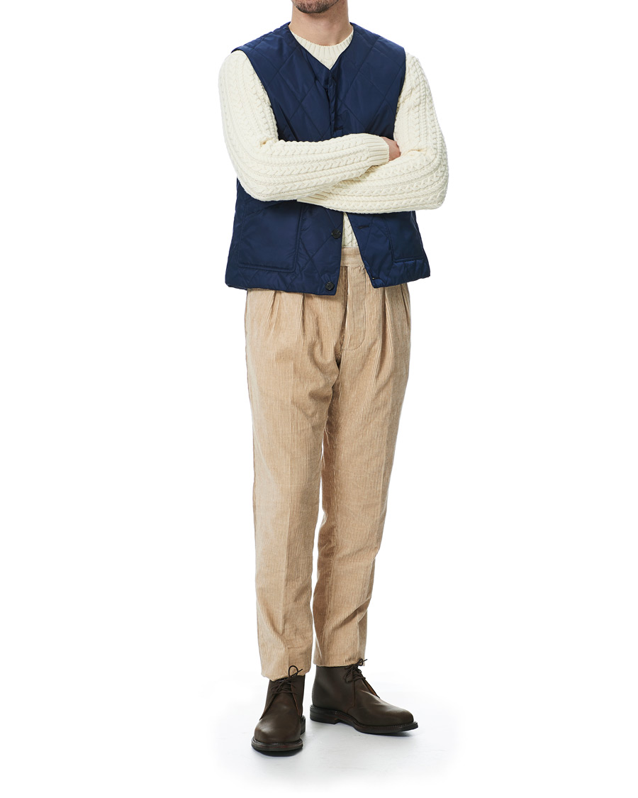 Homme | Pantalons | Mackintosh | Wild Pleated Cord Trousers Beige