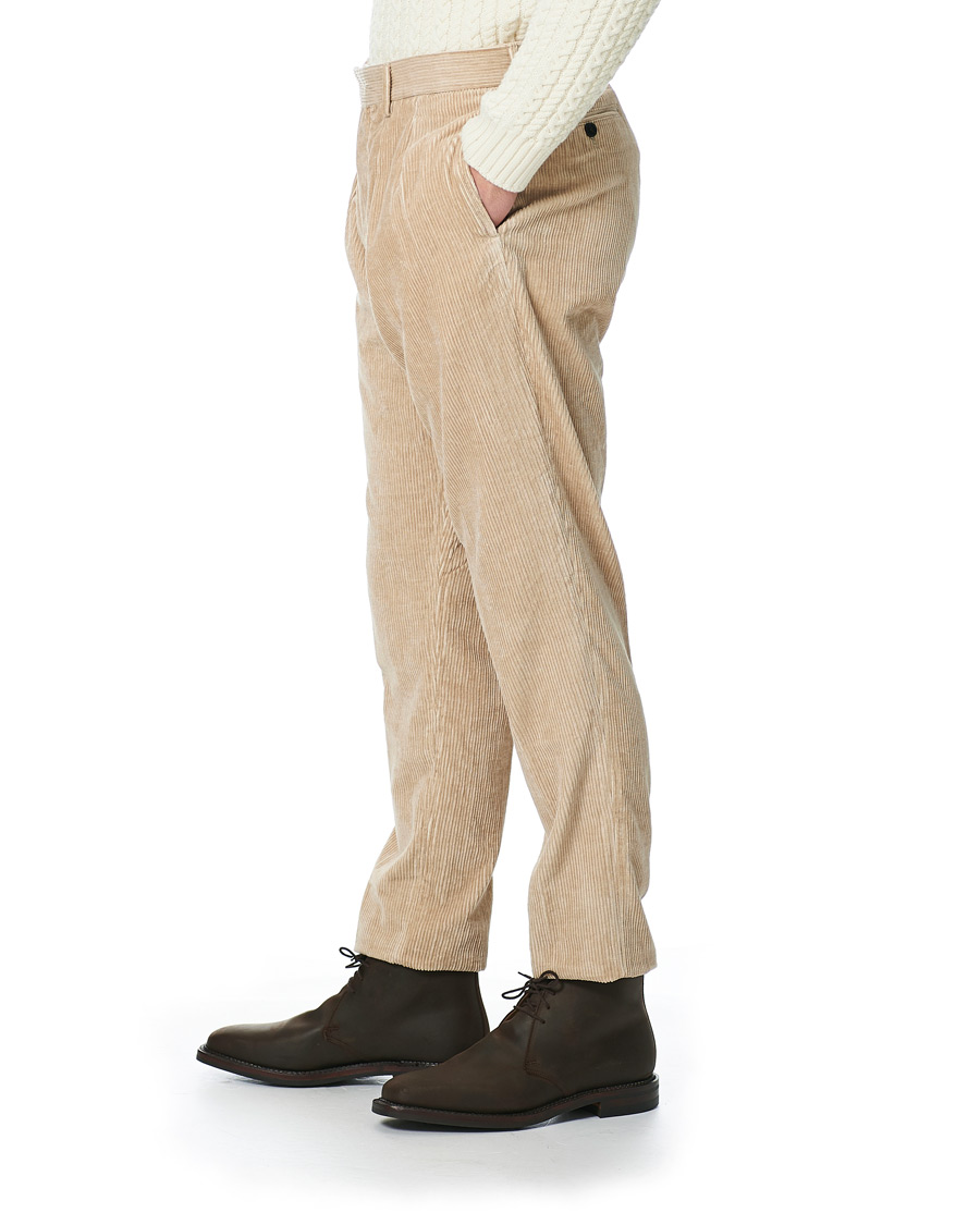 Homme | Pantalons | Mackintosh | Wild Pleated Cord Trousers Beige