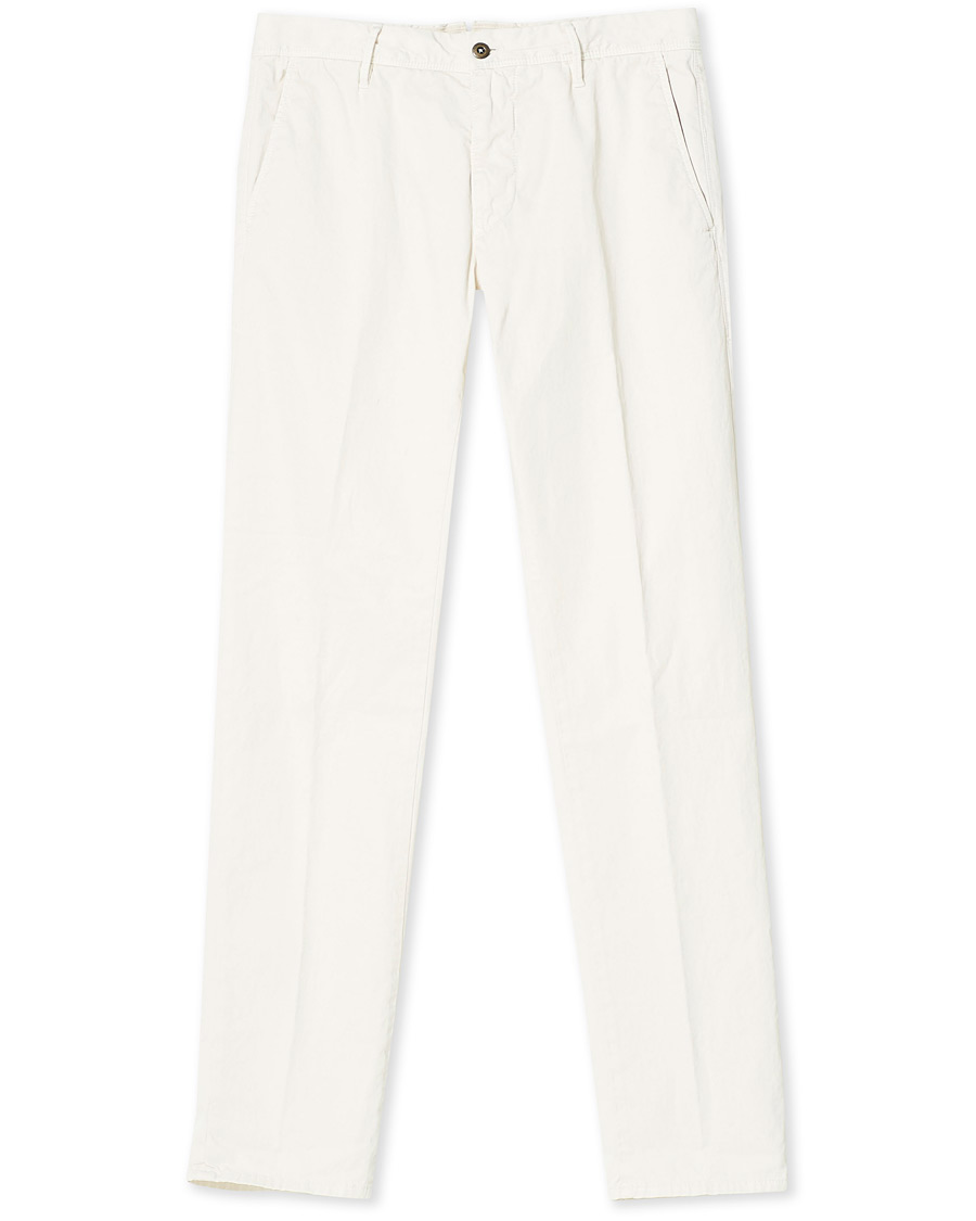 Homme | Pantalons | Incotex | Slim Fit Garment Dyed Slacks Off White