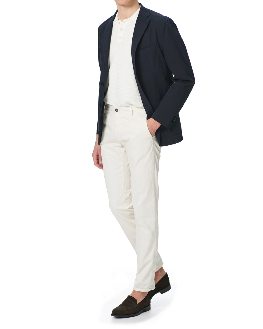 Homme | Pantalons | Incotex | Slim Fit Garment Dyed Slacks Off White