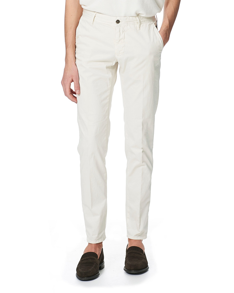 Homme | Pantalons | Incotex | Slim Fit Garment Dyed Slacks Off White