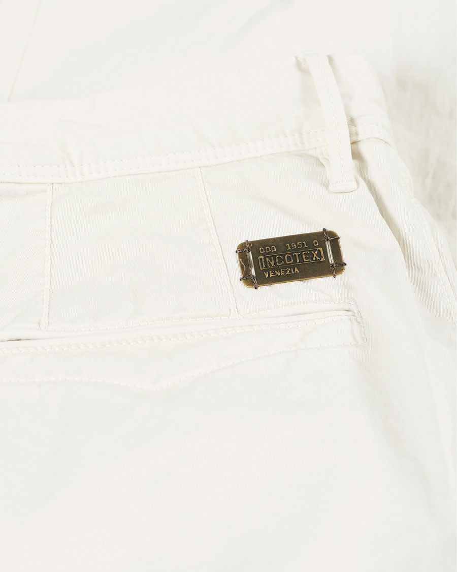Homme | Pantalons | Incotex | Slim Fit Garment Dyed Slacks Off White