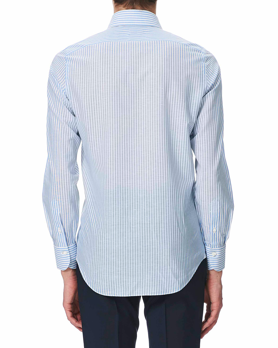 Homme | Chemises | Finamore Napoli | Milano Slim Fit Cotton/Linen Dress Shirt Blue