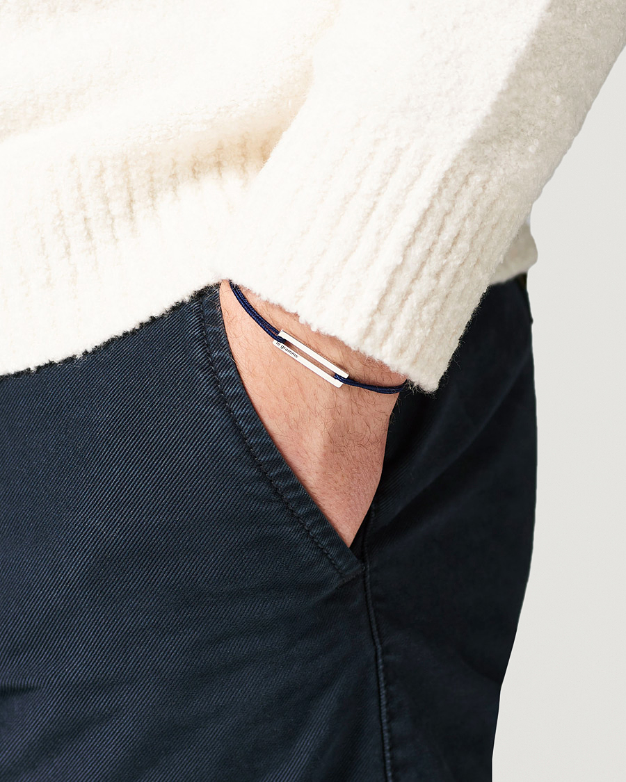 Homme | Sections | LE GRAMME | Cord Bracelet Le 17/10 Navy/Sterling Silver