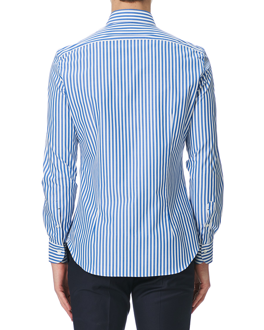 Homme | Chemises | Mazzarelli | Soft Cotton Cut Away Shirt Blue/White
