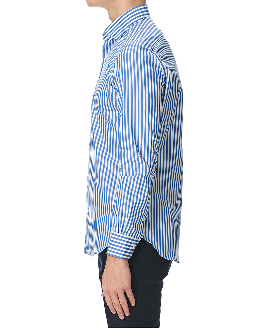 Homme | Chemises | Mazzarelli | Soft Cotton Cut Away Shirt Blue/White