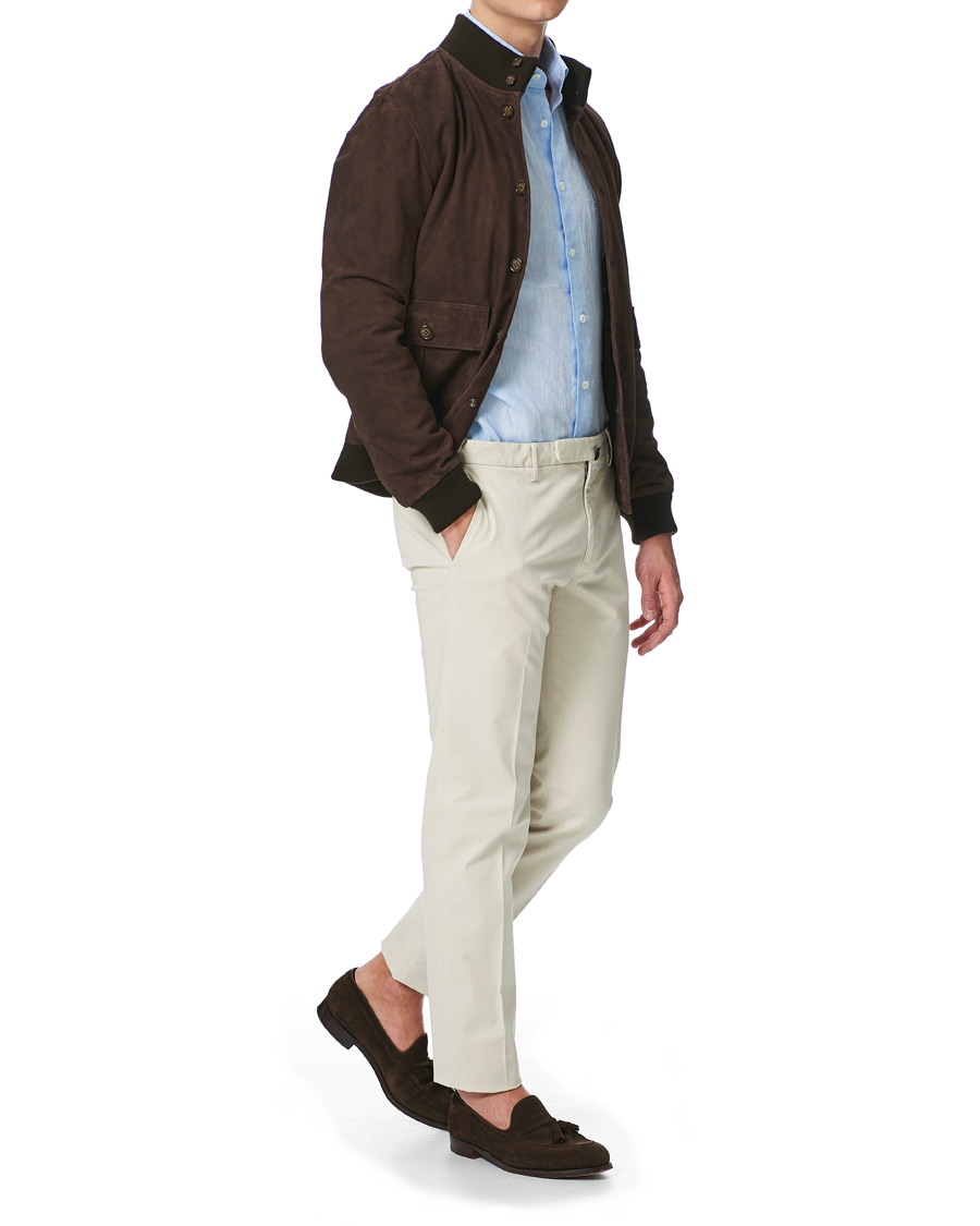 Homme | Chemises | Mazzarelli | Linen Cut Away Shirt Light Blue