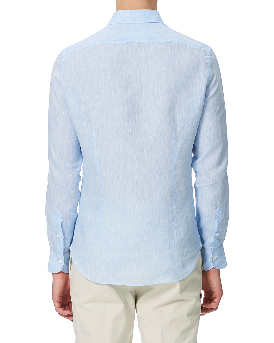 Homme | Chemises | Mazzarelli | Linen Cut Away Shirt Light Blue
