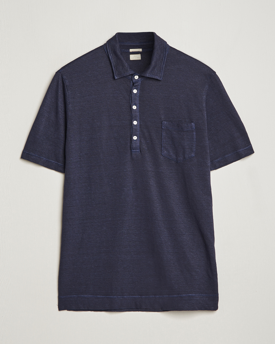 Homme | Polos | Massimo Alba | Wembley Linen Polo Navy