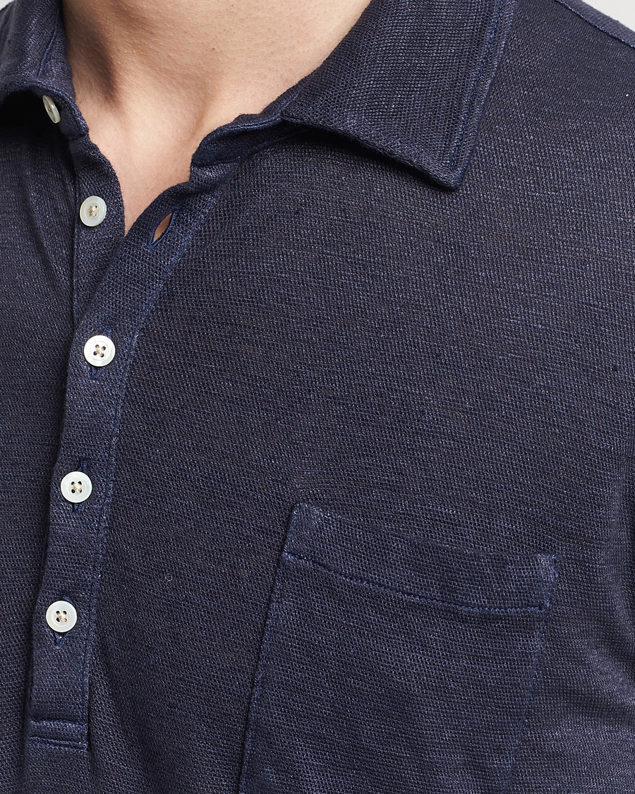 Homme | Polos | Massimo Alba | Wembley Linen Polo Navy