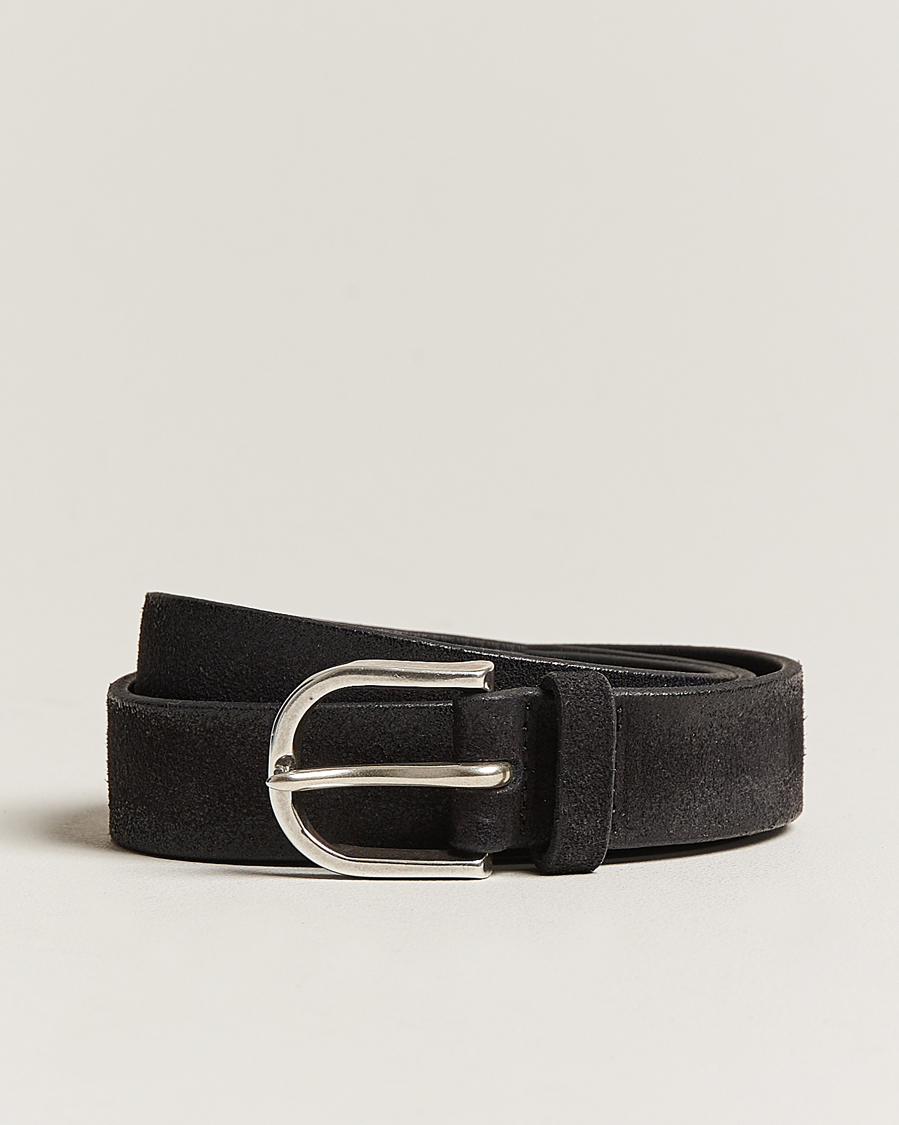 Homme | Orciani Handmade Suede Belt 3 cm Nero | Orciani | Handmade Suede Belt 3 cm Nero