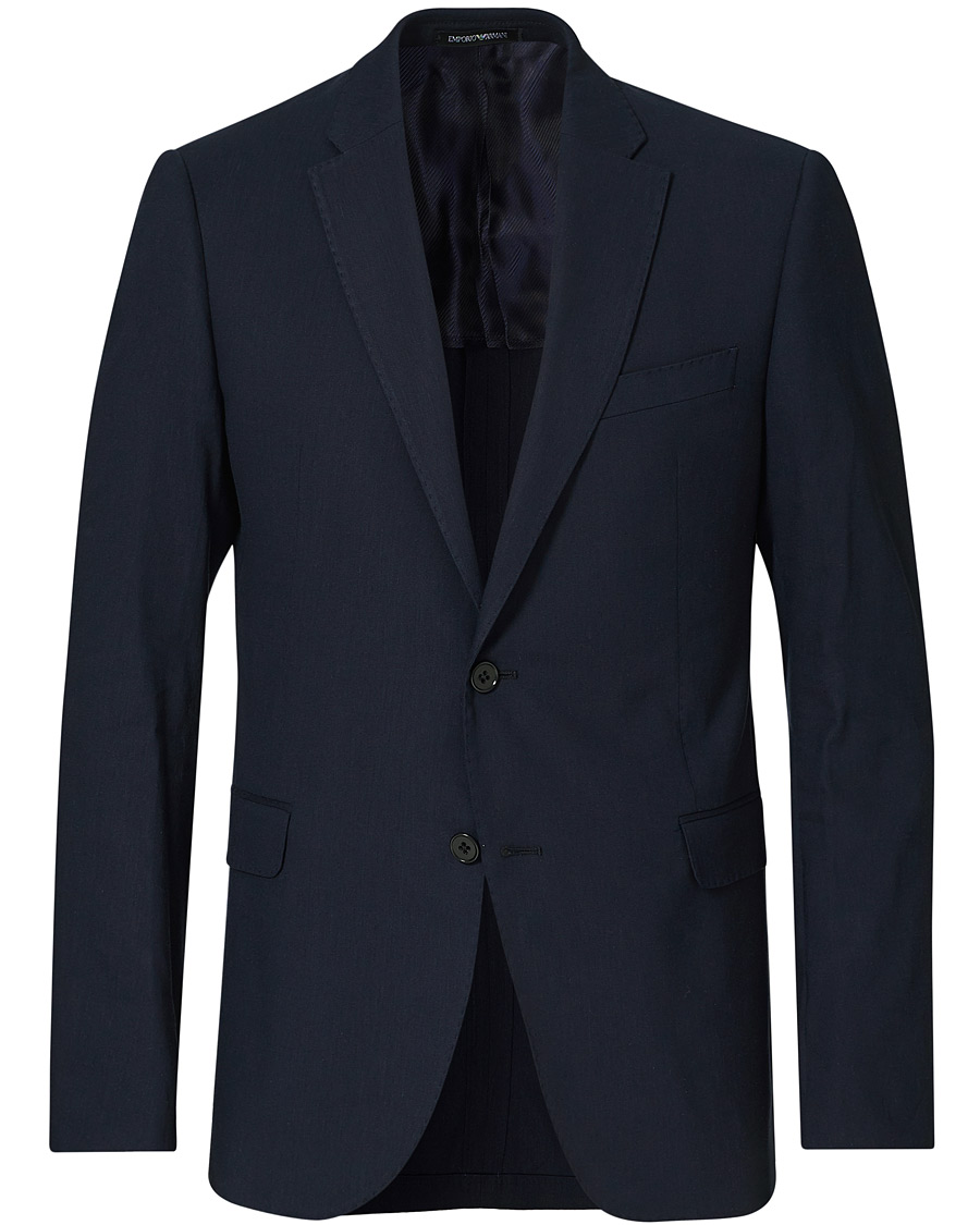 Homme | Blazers | Emporio Armani | Slim Fit Techno Linen Stretch Blazer Navy