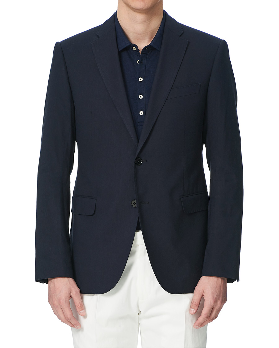 Homme | Blazers | Emporio Armani | Slim Fit Techno Linen Stretch Blazer Navy
