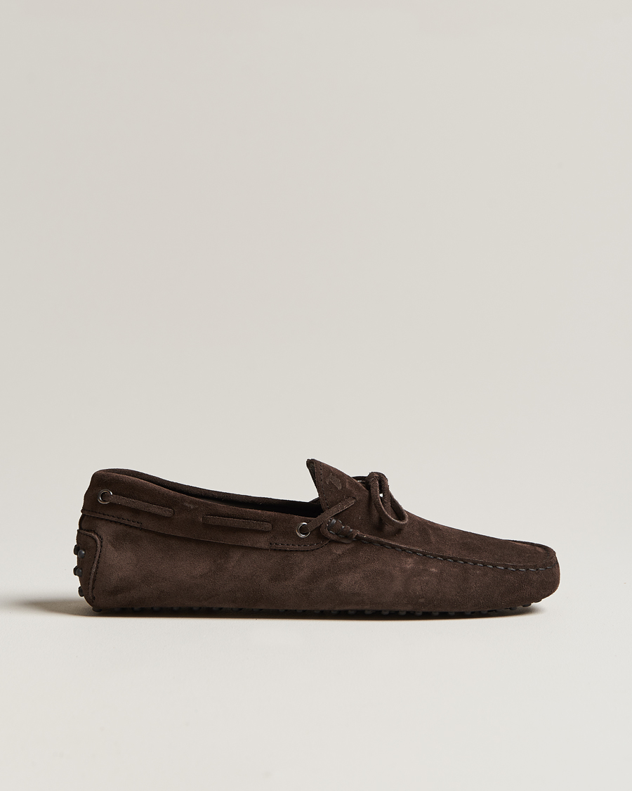 Homme | Tod's Lacetto Gommino Carshoe Dark Brown Suede | Tod's | Lacetto Gommino Carshoe Dark Brown Suede