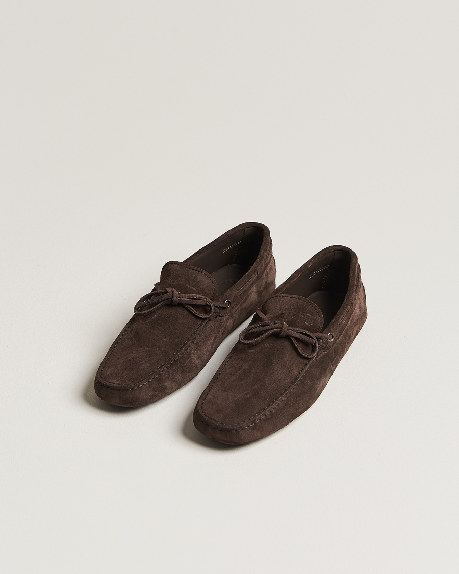Homme | Chaussures En Daim | Tod's | Lacetto Gommino Carshoe Dark Brown Suede