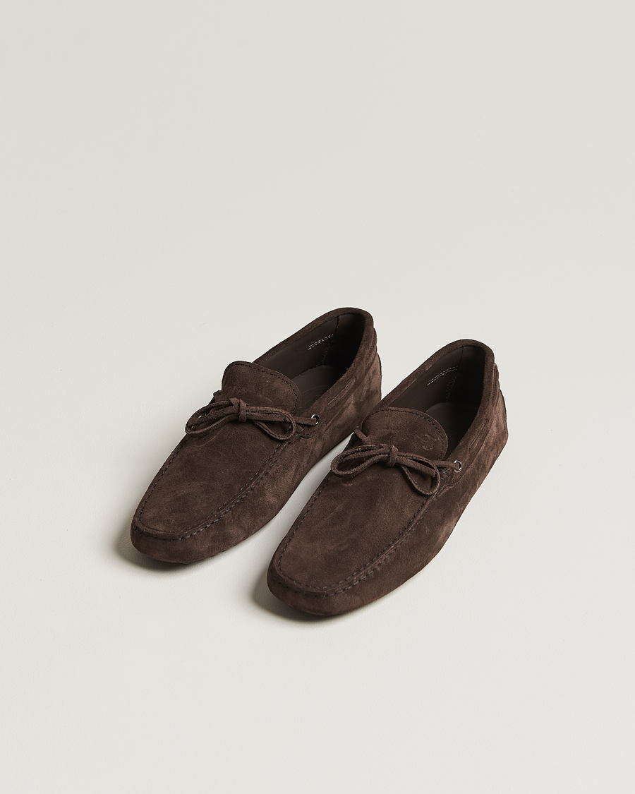 Homme | Tod's Lacetto Gommino Carshoe Dark Brown Suede | Tod's | Lacetto Gommino Carshoe Dark Brown Suede
