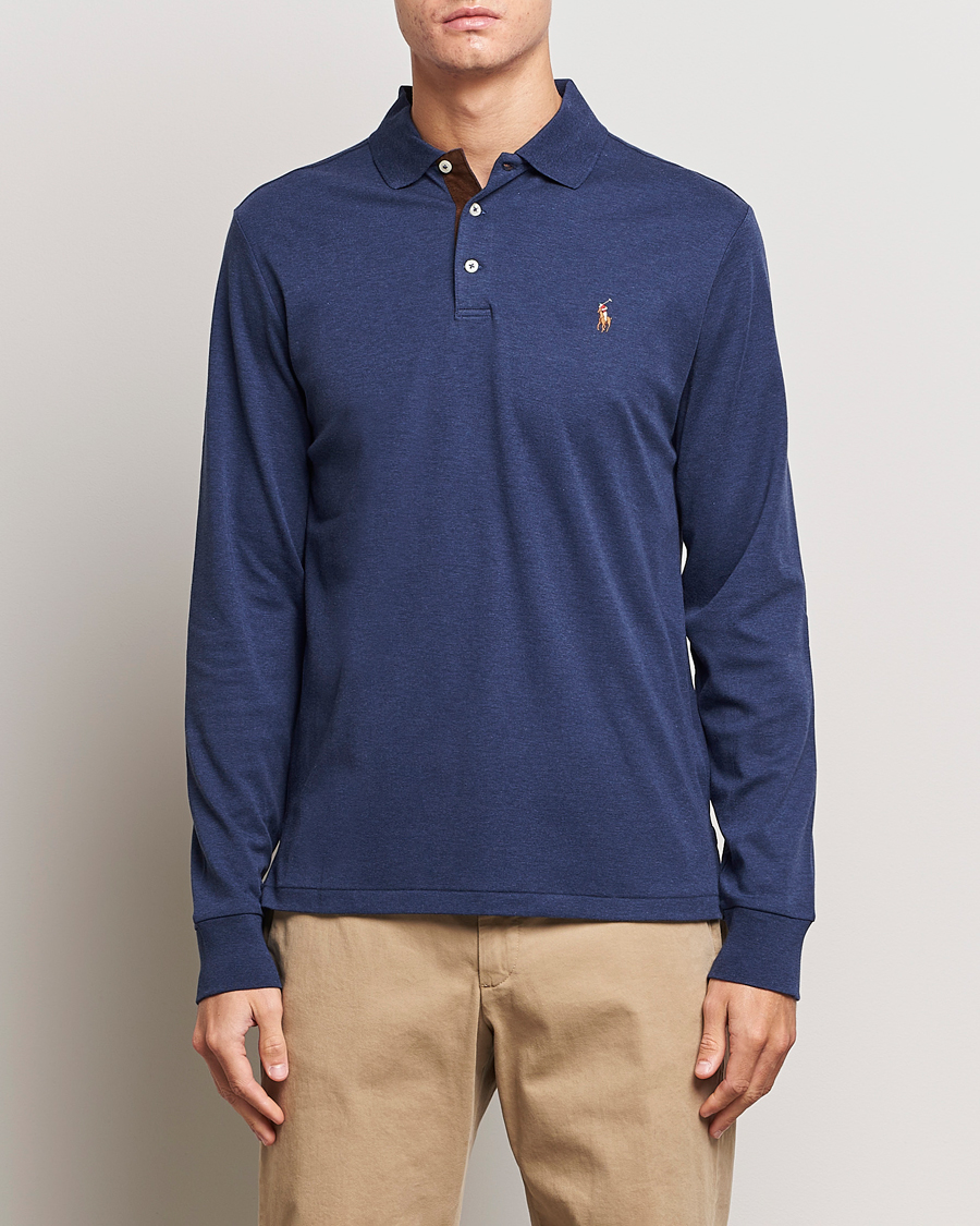 Homme | Polos À Manches Longues | Polo Ralph Lauren | Luxury Pima Cotton Long Sleeve Polo Navy Heather 