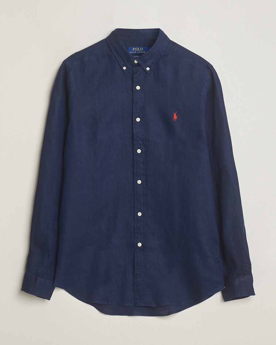 Homme | Chemises | Polo Ralph Lauren | Slim Fit Linen Button Down Shirt Newport Navy