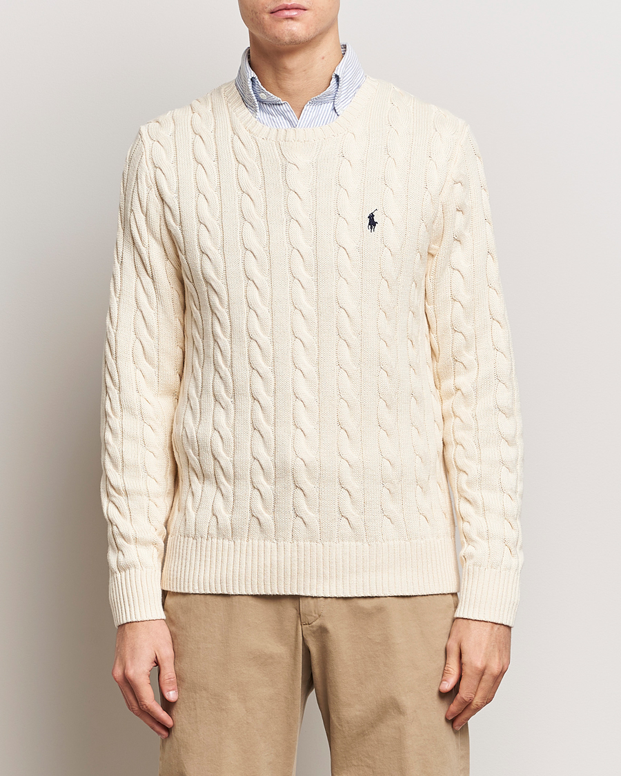 Men | Knitted Jumpers | Polo Ralph Lauren | Cotton Cable Pullover Andover Cream